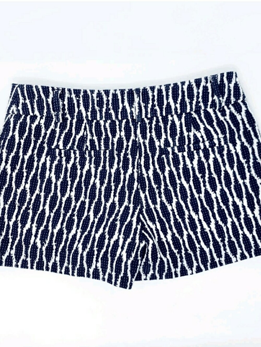 LOFT Navy Blue Riviera Ikat Jacquard Print Textured Cotton Shorts Nautical